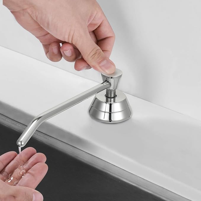 Heavy Duty Brass Countertop Liquid Soap Dispenser, Commercial Grade Top Fill - Image 6