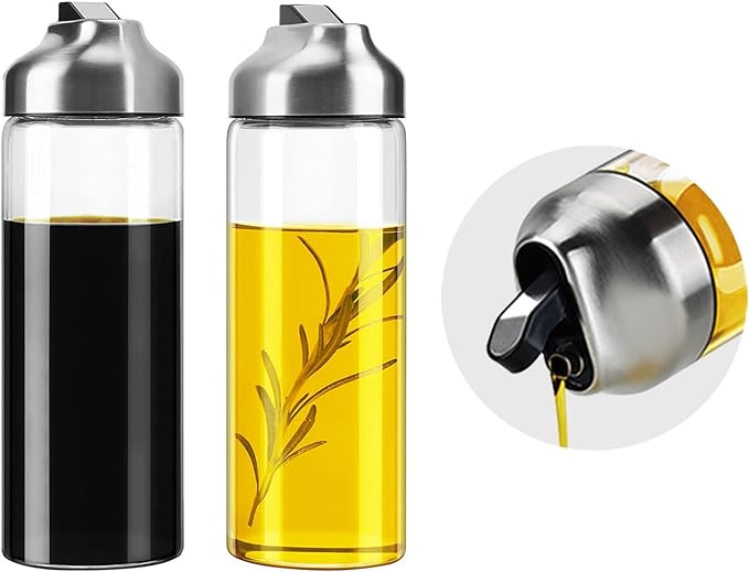 Aelga Olive Oil Dispenser - 14 OZ Glass Oil and Vinegar Dispenser Bottles Set by Aelga