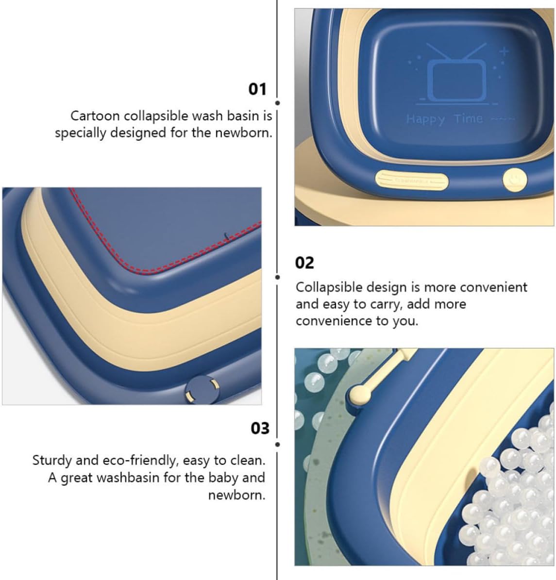 Basin Cartoon Portable for Folding Washbasin Plastic Bedroom Use | Blue Finish, Lightweight Foldable Design, Easy to Carry and Space Saving for Household Bathing Needs