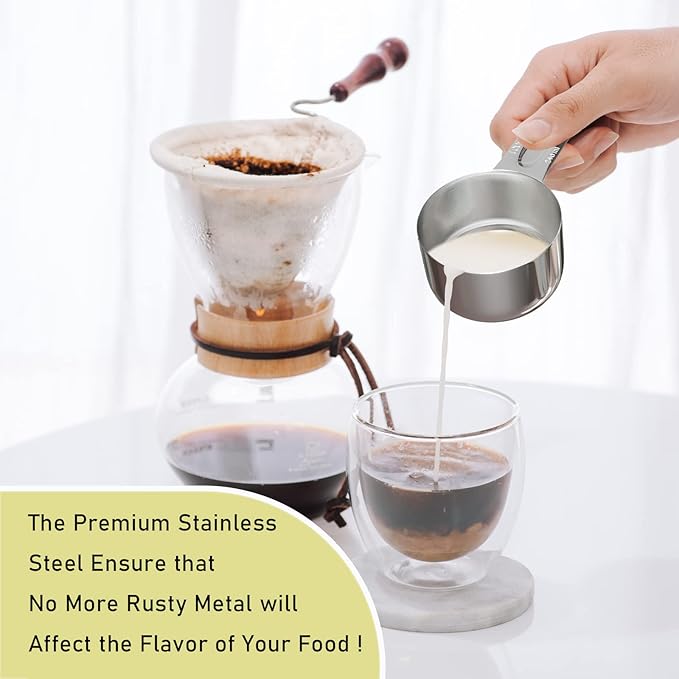2PCS 1Cup Single Measuring Cup, Stainless Steel Measure Scoop, Metric and US - Image 4
