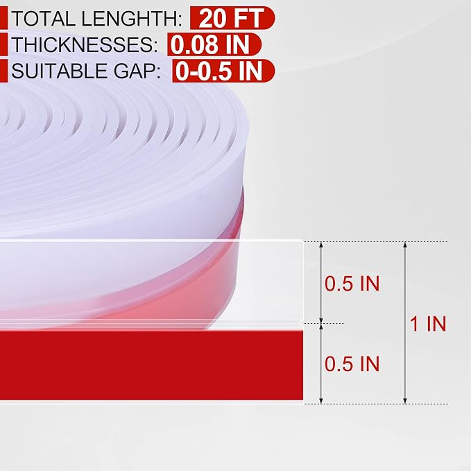 MYFAMIREA Door Weather Stripping 1IN x 20FT Door Draft Stopper Seal Tape - Image 2