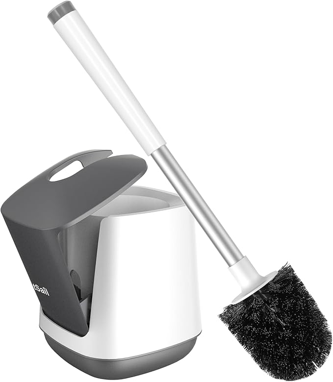 SetSail Toilet Brush and Holder, Self Closing Lid Toilet Bowl Brushes Holder by SetSail