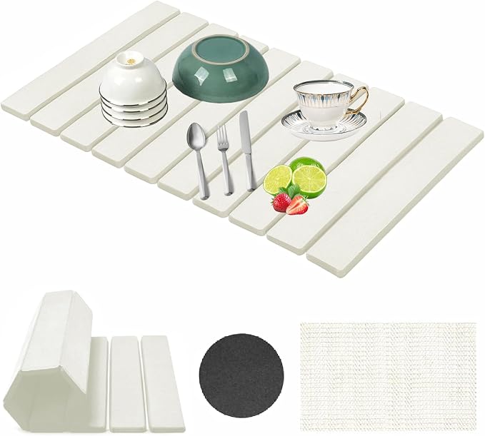 Stone Drying Mat for Kitchen Counter, Collapsible Dish Drying Mat, Fast Drying by Unknown