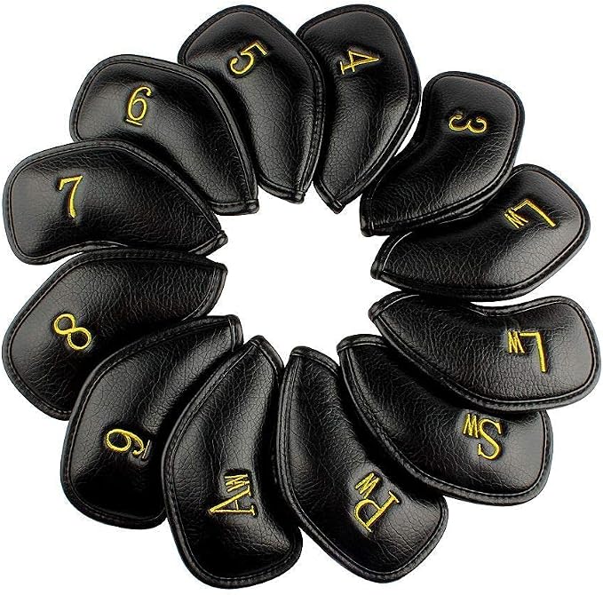 CRAFTSMAN GOLF 12pcs or 1pc Thick Synthetic Leather Golf Iron Head Covers Set by CRAFTSMANGOLF