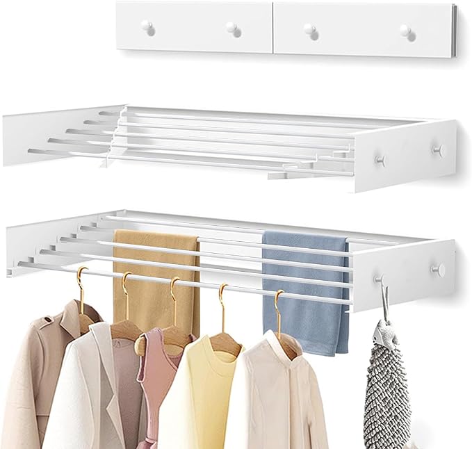 Clothes Drying Rack 31.5 inches Foldable Wall Mount Laundry Rack Folding Indoor by APROMOOM