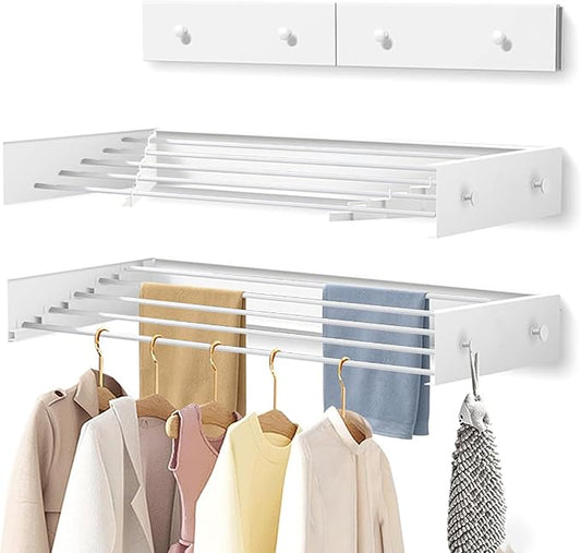 Clothes Drying Rack 31.5 inches Foldable Wall Mount Laundry Rack Folding Indoor by APROMOOM