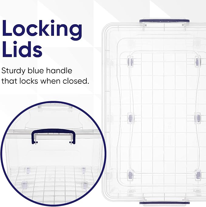 Superio Storage Bins with Lids, Stackable Totes, BPA Free, Odor Free, Organizer