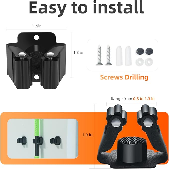 8 PCS Broom Holder Wall Mount, Upgraded Heavy Duty Mop and Broom Holder Wall - Image 5
