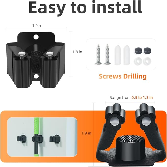 5 PCS Broom Holder Wall Mount, Upgraded Heavy Duty Mop and Broom Holder Wall - Image 5