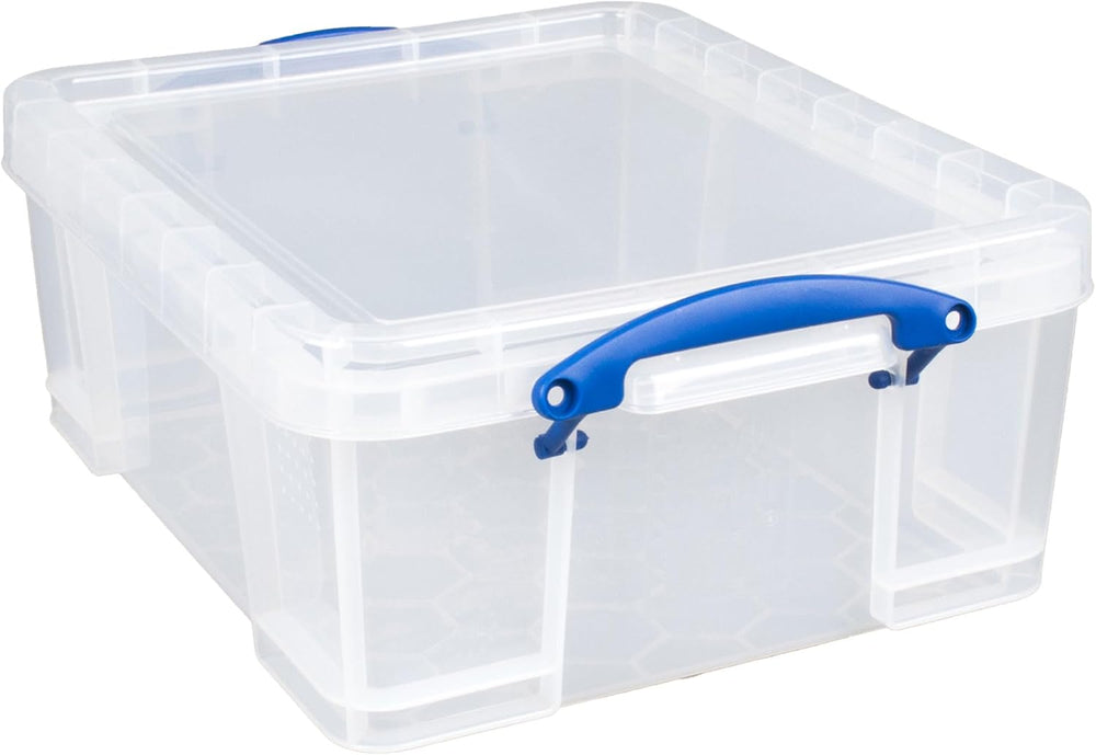Really Useful Box 2 Pack 17L Plastic Storage Bins with Snap Lids and Clip Loc...