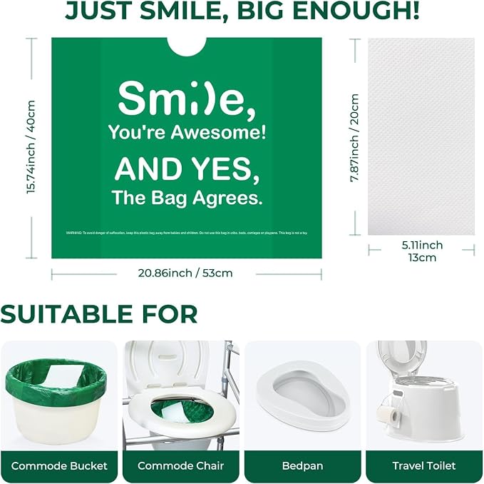 Commode Liners with Absorbent Pads, Universal Disposable Commode/Bed Pan Liners - Image 7