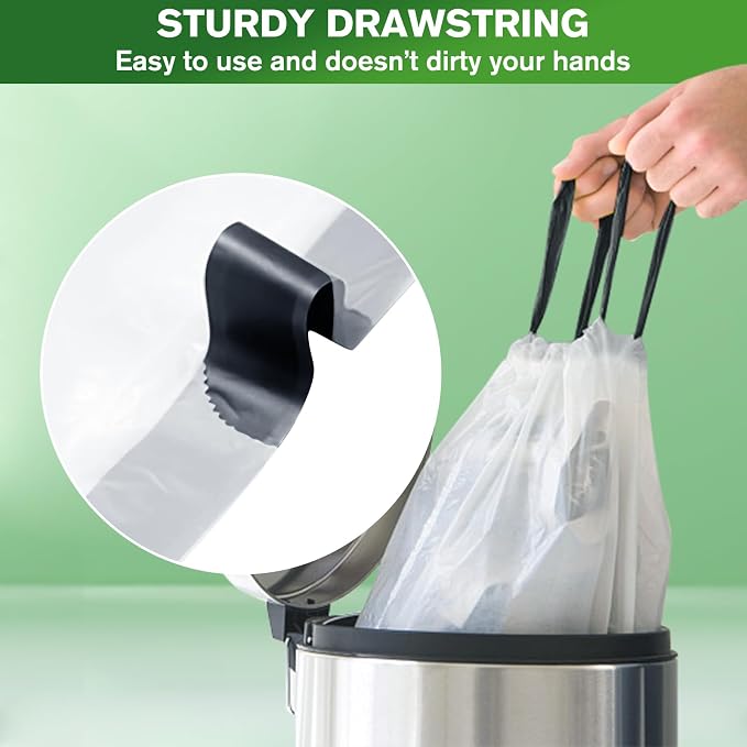 Trash Bags 4 Gallon Small Kitchen Drawstring Bathroom Garbage Bags, Fit 2-4 Gal - Image 4