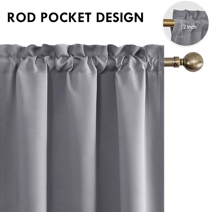 DWCN Short Grey Blackout Curtains - Image 3