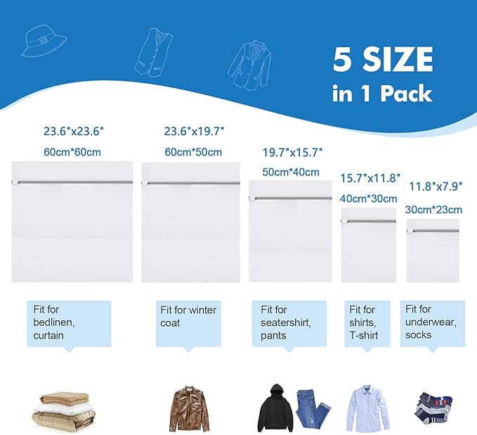5Pcs Laundry Bags Mesh Wash Bags, Delicate Laundry Bags - Image 6