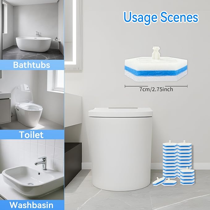 Aimery 100 Counts Blue Disposable Toilet Bowl Cleaning Wand Refills Compatible - Image 9