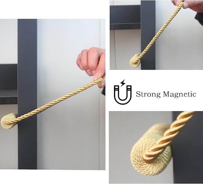 Magnetic Curtain Tiebacks 4 Pack Gold Curtain Rope Tieback Curtain Holders - Image 5