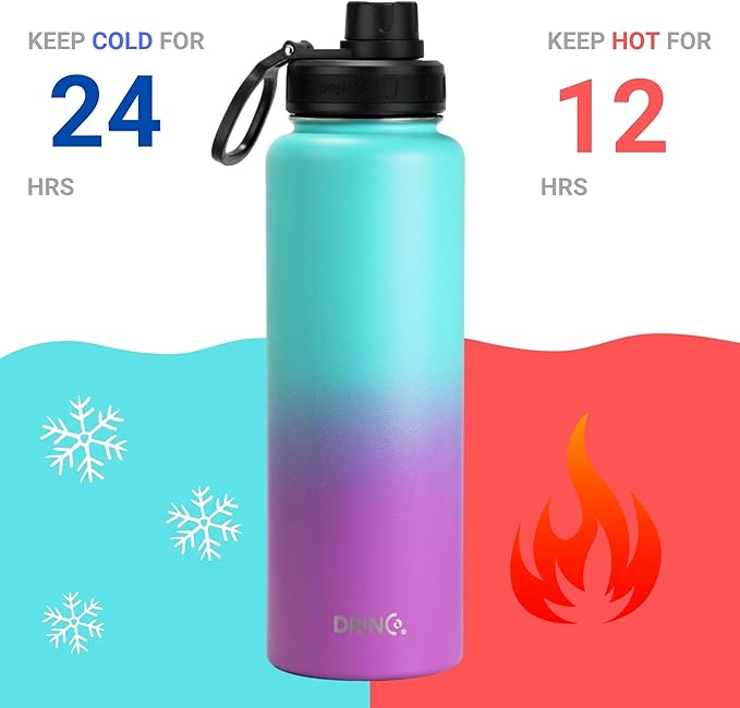 DRINCO Stainless Steel Water Bottle Spout Lid Vacuum Insulated Double Wall - Image 3