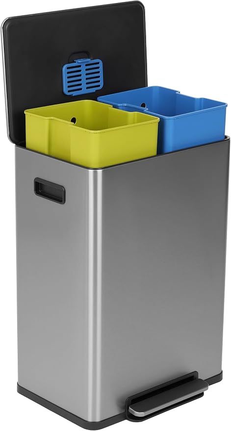 Simpli-Magic 16 Gallon Step Trash Can – Dual Compartment Kitchen Garbage Can – - Image 2
