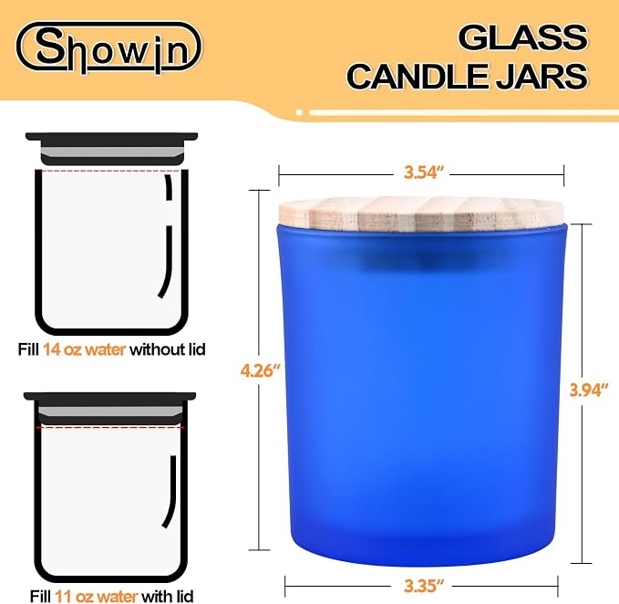 SHOWIN 14 OZ Thick Candle Jars for Making Candles 12 Pcs, 3 Wick Empty Jars - Image 4