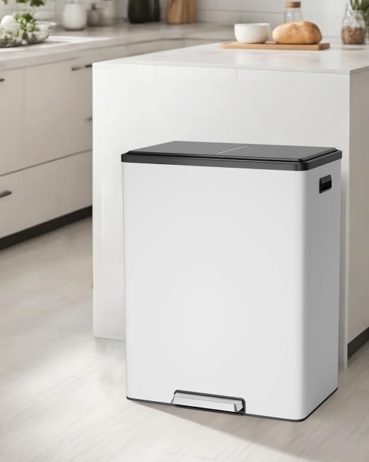 Garvee Dual Trash Can for Recycling and Trash, 2 x 30 L Stainless Steel Kitchen by Garvee