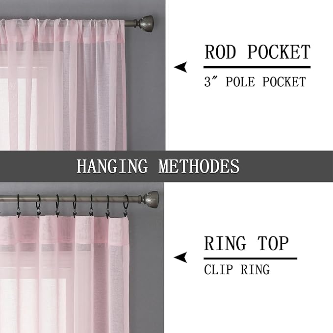 Tollpiz Short Sheer Curtain Living Room Linen Textured Curtains Sheer Light - Image 5