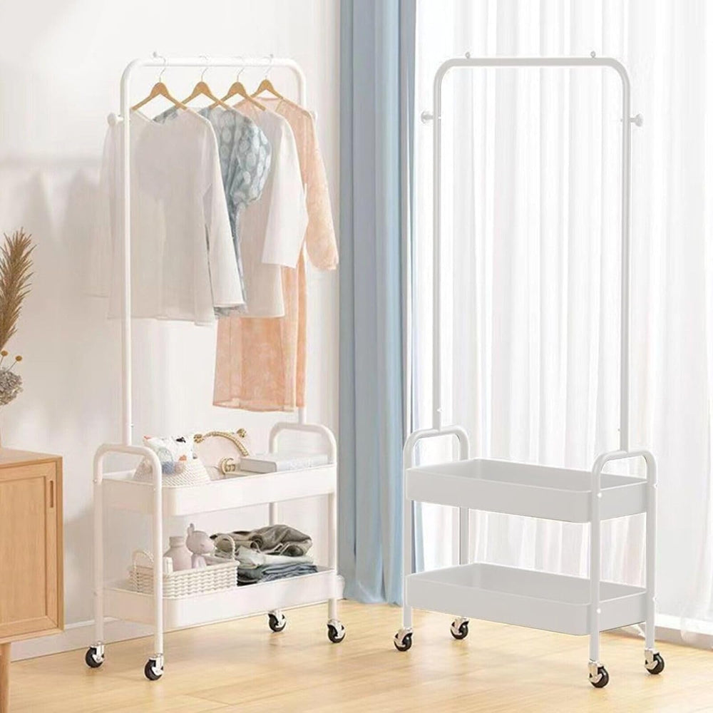 Freestanding Rack For Hanging Clothes With Shoe Storage - 26.37”W x 11.81”L x...