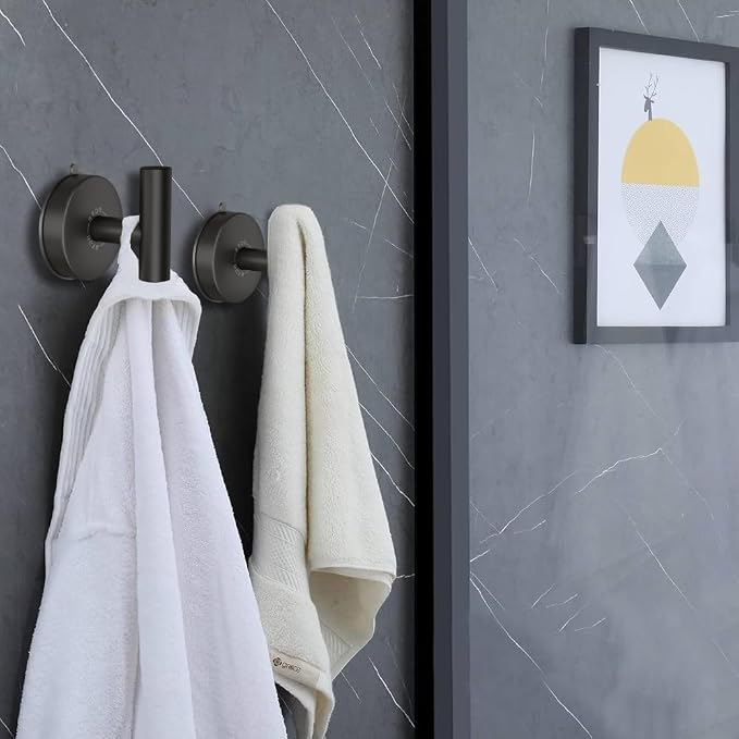 DGYB Large Suction Cup Hooks Black Stainless Steel Suction Shower Hooks - Image 3