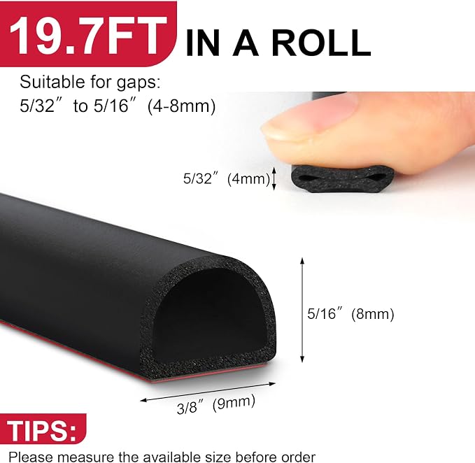 【New Upgrade】 Silicone Door Weather Stripping Door Seal Strip, 19.7 Feet - Image 2