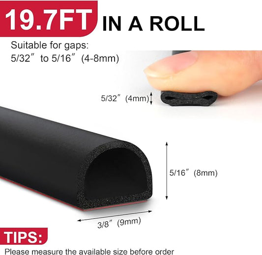 【New Upgrade】 Silicone Door Weather Stripping Door Seal Strip, 19.7 Feet - Image 2