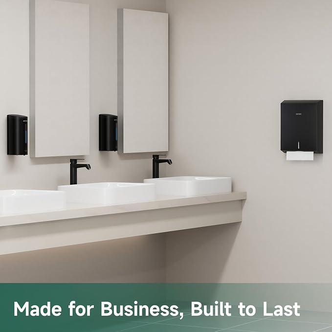 Commercial Paper Towel Dispenser Wall Mount 400-Sheet Capacity Matte Black - Image 7