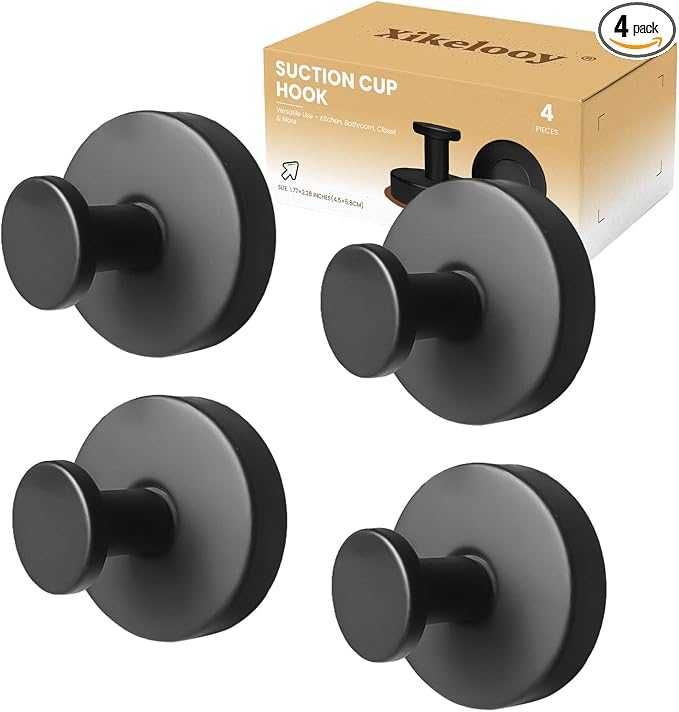 4 Pcs Suction Cup Hooks for Shower，Removable Hooks，Towel Hook，Suction Hook for by Xikelooy