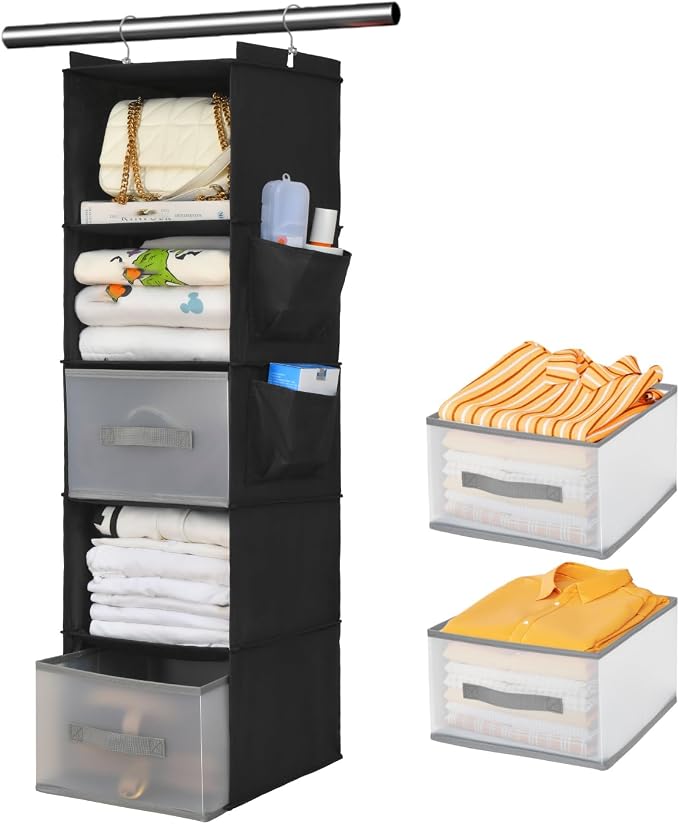 5-Layer Suspended Fabric Shelf Organizer, Equipped by Unknown