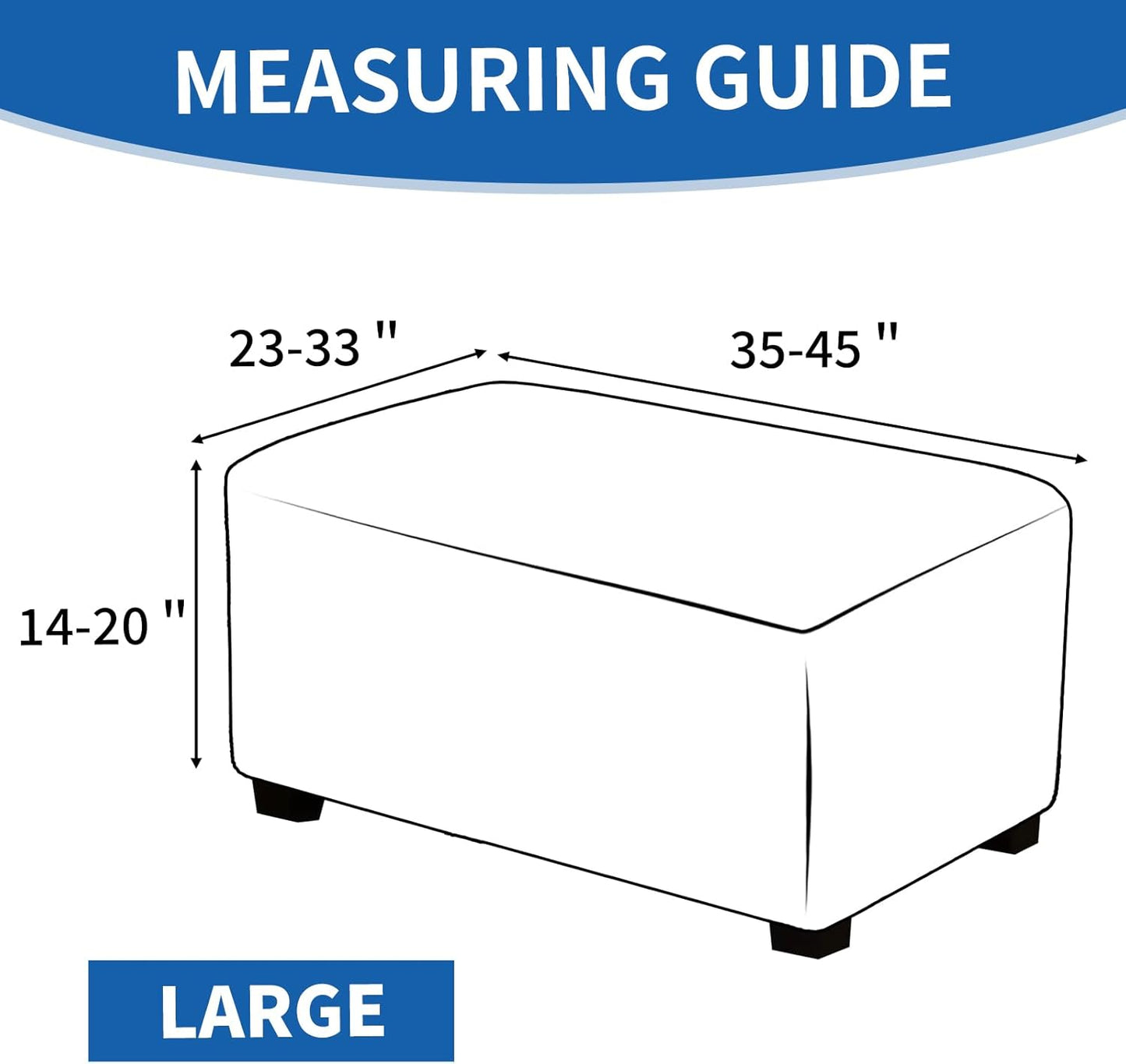 Waterproof Ottoman Covers Ottoman Slipcovers Folding Storage Stool Washable Furniture Protector,Elastic Foot Stool Foot Rest Protector for Living Room Bedroom,Large,Dark Gray