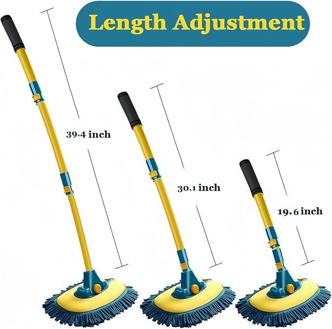 Car Wash Brush with Long Handle, Car Wash Mop Mitt with 1 Replacement Head - Image 4