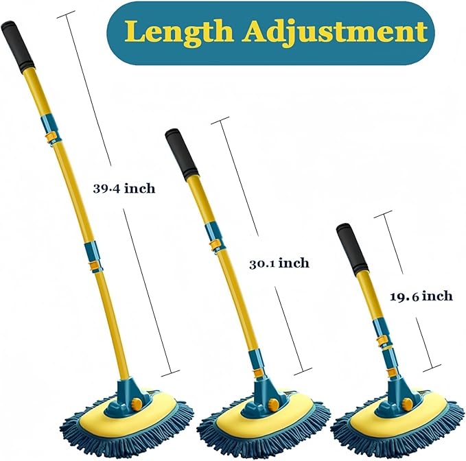 Car Wash Brush with Long Handle, Car Wash Mop Mitt with 2 Replacement Head - Image 4