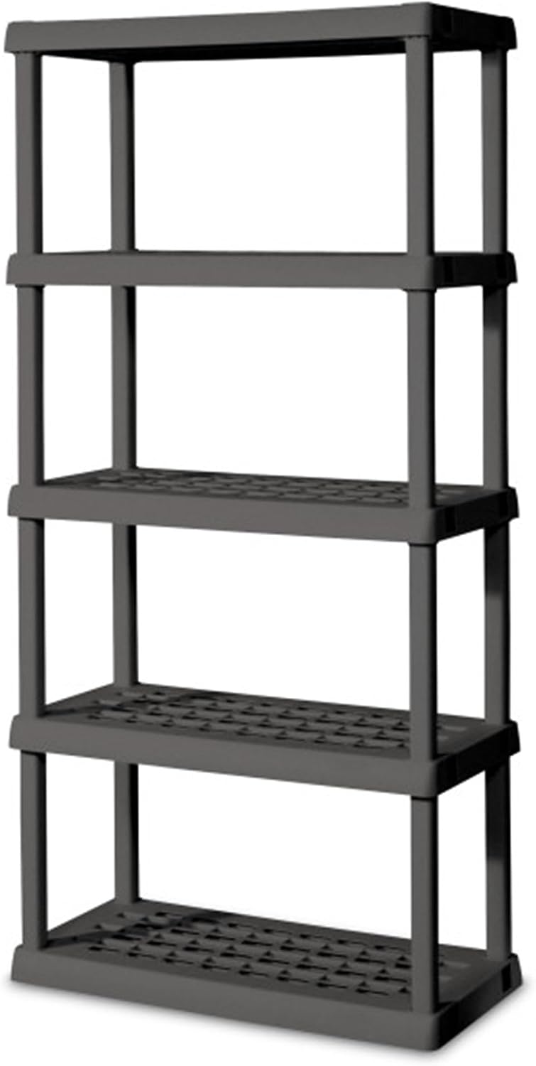 Sterilite 5 Shelf Unit, Heavy-Duty Plastic Storage & Utility Shelving Rack