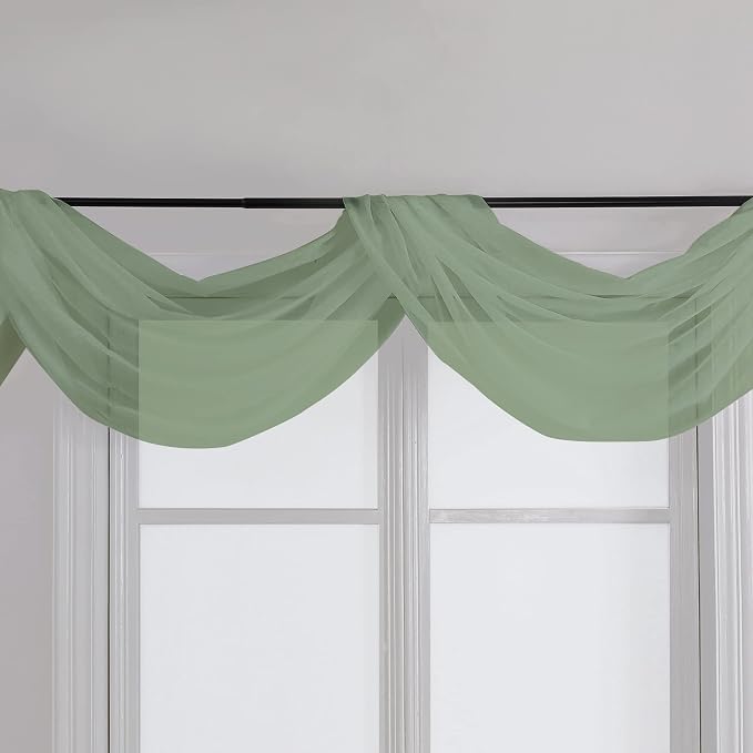Chyhomenyc Sheer Window Curtains 144 inch Extra Long 2PCS, Airy Scarf Drapes - Image 4