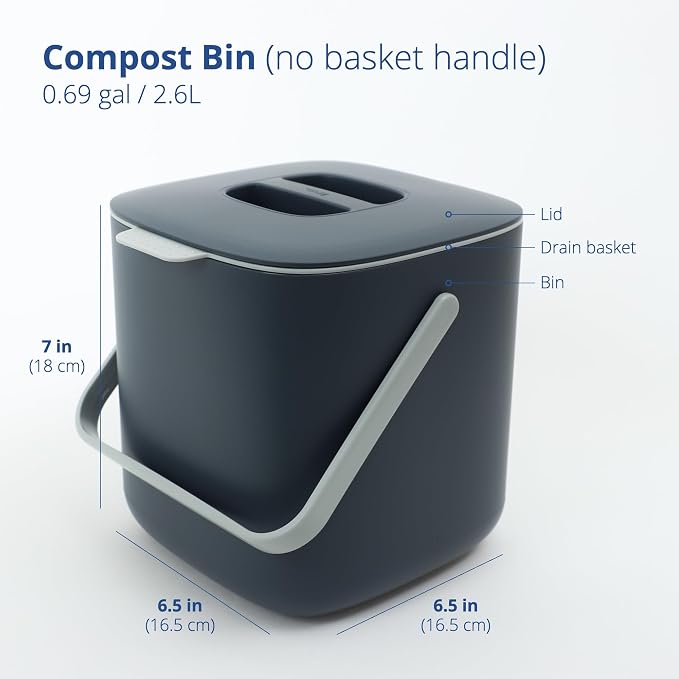 Blue Ginkgo Kitchen Compost Bin – Filter-Free, Odor-Tight Countertop Food Waste - Image 2