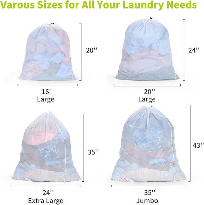 OTraki Large Mesh Laundry Bag 36 x 43 Inch Drawstring Laundry Wash Bags - Image 7