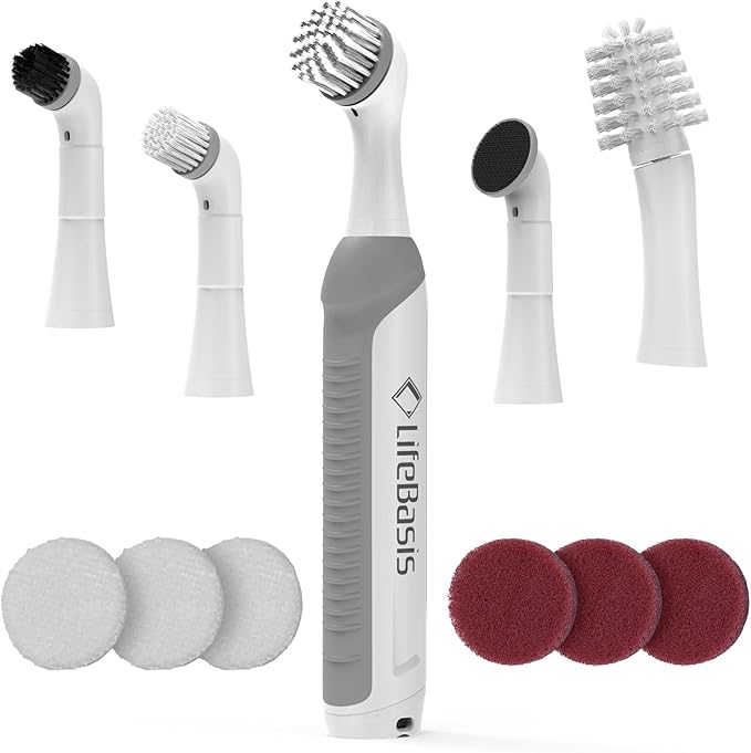 LifeBasis Rechargeable Power Scrubber, Cordless Electric Cleaning Brush by LifeBasis