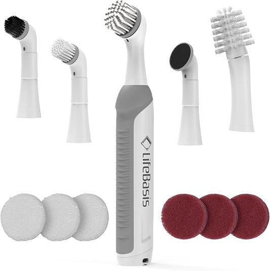 LifeBasis Rechargeable Power Scrubber, Cordless Electric Cleaning Brush by LifeBasis