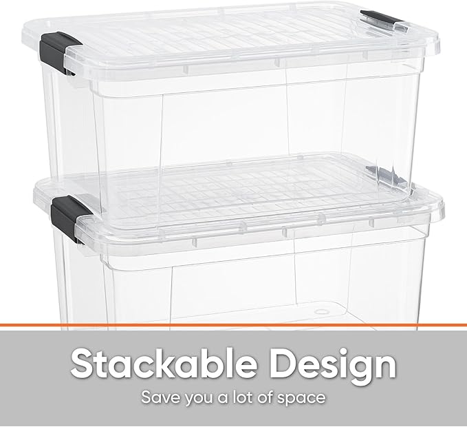 Superio Storage Bins with Lids- 4 Pack, 21 Qt Clear Boxes - Image 3