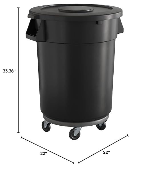 32 Gallon Black Round Commercial Trash Can - Image 5