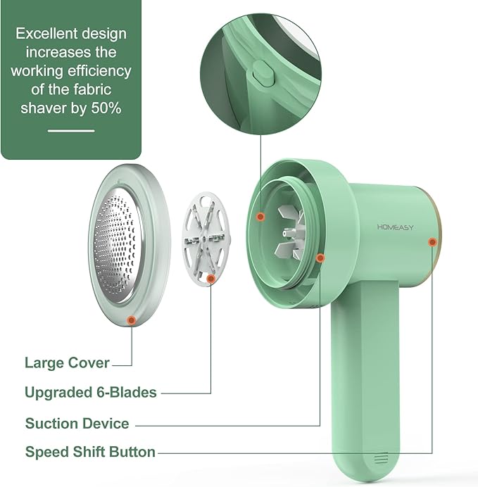 Fabric Shaver Fuzz Remover Rechargeable, HOMEASY Electric Lint Remover Shaver - Image 3