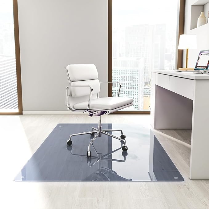 46" x 55" Glass Chair Mat, Heavy Duty Hard Tempered Glass Mat by KOONMI
