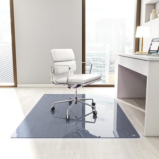 46" x 55" Glass Chair Mat, Heavy Duty Hard Tempered Glass Mat by KOONMI