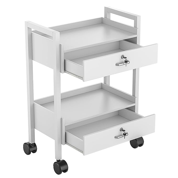 Paddie Salon Trolley Cart, Salon Tray Wooden Mobile Utility Cabinet