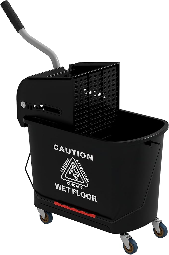 HOMCOM Compact Mop Bucket with Wringer on Wheels by HOMCOM