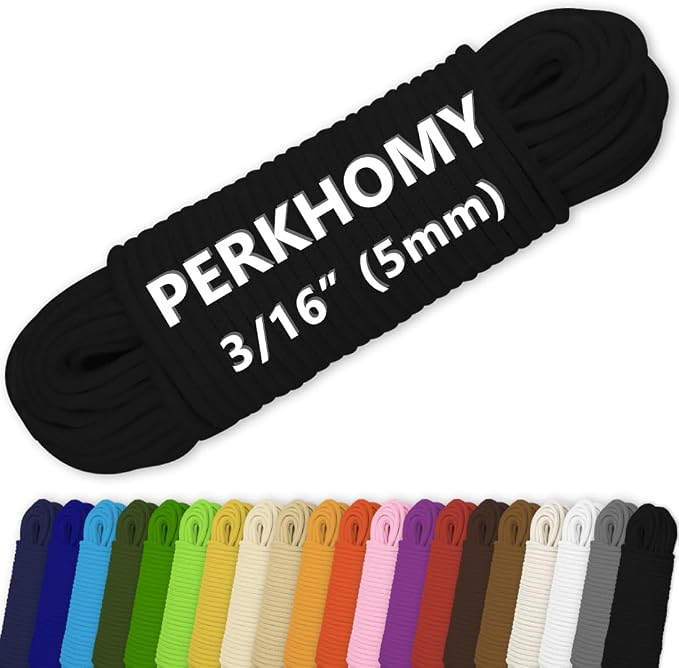 PerkHomy Cotton Rope 3/16" 100 ft Multi Purpose Utility Diamond Braided Cord by PerkHomy