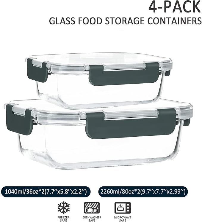 M MCIRCO [80 oz & 36 oz Extra Large Glass Food Storage/Baking Containers Set - Image 2